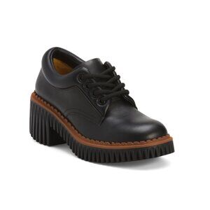 4CCCCEES Black Leather Plita Cita Heeled Loafers